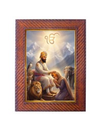 Guru Nanak Photo Frame 17X21 Inch Religious Wall & Table Decor Frame | Guru Nanak Spiritual Photo Frame For Home, Temple & Office | Decorative Hindu God & Goddess Frame (Pack Of 1) (F18250)