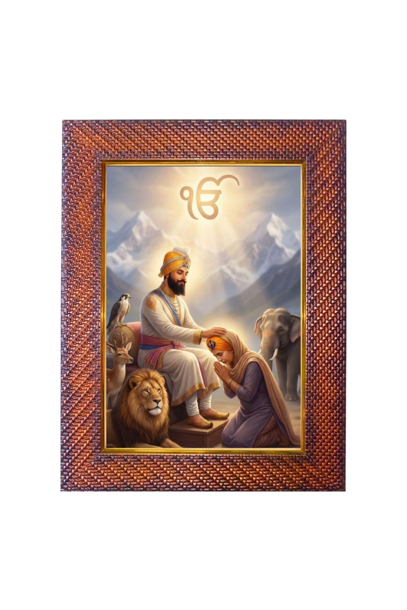 Guru Nanak Photo Frame 13X17 Inch Religious Wall & Table Decor Frame | Guru Nanak Spiritual Photo Frame For Home, Temple & Office | Decorative Hindu God & Goddess Frame (Pack Of 1) (F18250)