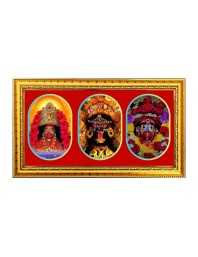 Maa Kaali Photo Frame - 8x14 Inch Brown Wooden Frame | Hindu Gods Wall Decor For Home & Office