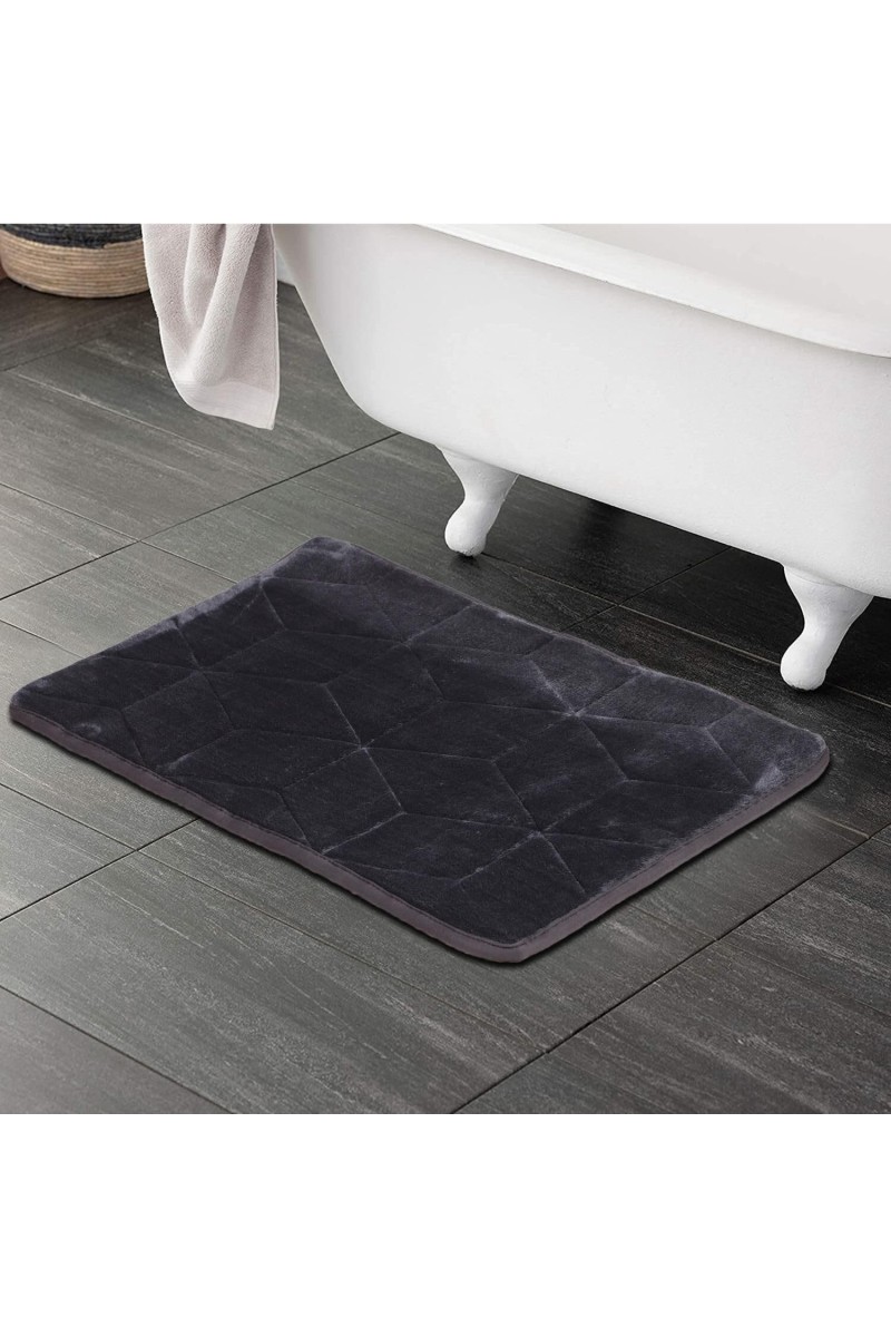 Home Beautiful Grey Polyester Bath Mat