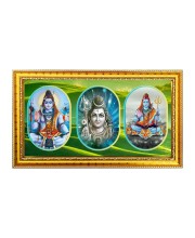 Lord Shiva Ji Photo Frame - 8x14 Inch Brown Wooden Frame | Hindu Gods Wall Decor For Home & Office