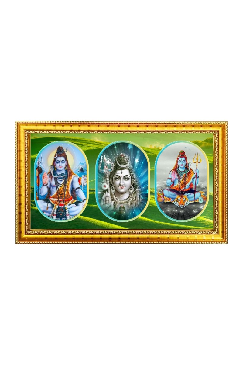 Lord Shiva Ji Photo Frame - 8x14 Inch Brown Wooden Frame | Hindu Gods Wall Decor For Home & Office