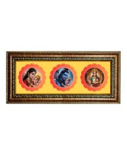 God Goddess Photo Frame - 8x14 Inch Brown Wooden Frame | Hindu Gods Wall Decor For Home & Office