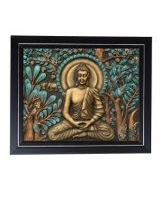 Hitech Sales Gautam Buddha Photo Frame for Pooja Room, Temple Decor, Home Decoration and Gift (Wall and Tabletop, Rectangular, Printed Photo, 12 x 14 inches Frame, Brown)