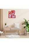 HiTechMart Red LOVE Multi-Photo Frame – Romantic Wall Hanging Picture Frame for 3 Photos (5x7, 6x4, Heart-Shaped) – Love-Themed Home Décor, Wedding, Anniversary & Valentine’s Day Gift