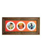 Shri Dhattatreaya, Lokenath Baba,krishna Photo Frame - 8x14 Inch Brown Wooden Frame | Hindu Gods Wall Decor For Home & Office