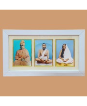 Hi tech Sales Swami Vivekananda & Ramkrishna Paramahansa & Sarada Maa photo frame | synthetic photo Frame with Glass | For wall, living room, gifts, pooja (Multicolor) (White)