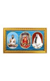 Shree Ram Krishna, Maa Kaali, Shree Sharada Maa Photo Frame - 8x14 Inch Brown Wooden Frame | Hindu Gods Wall Decor For Home & Office