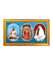 Shree Ram Krishna, Maa Kaali, Shree Sharada Maa Photo Frame - 8x14 Inch Brown Wooden Frame | Hindu Gods Wall Decor For Home & Office