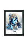 Hitech Sales Wall Art Of Lord Krishna Polystyrene Photo Frame for Pooja Room, Temple Decor, Home Decoration and Gifting (Wall and Tabletop, Rectangular, Printed Photo, 7.12 x 9.12 inches Frame, Black)