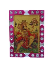 Hitech Sales Mini Decorative Shree Hanuman Ji Photo Frame with Designing Border Religious Gift for Home, Office Décor and Card dasboard Small Temple Idol Frame for Worship (6 x 8 cm – 1 Pcs)