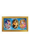 Krishna With Mother Photo Frame - 8x14 Inch Brown Wooden Frame | Hindu Gods Wall Decor For Home & Office