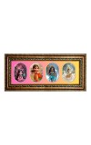 Little Radha, Sita, Durga, Saraswati Photo Frame - 8x14 Inch Brown Wooden Frame | Hindu Gods Wall Decor For Home & Office