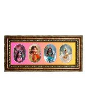 Little Radha, Sita, Durga, Saraswati Photo Frame - 8x14 Inch Brown Wooden Frame | Hindu Gods Wall Decor For Home & Office