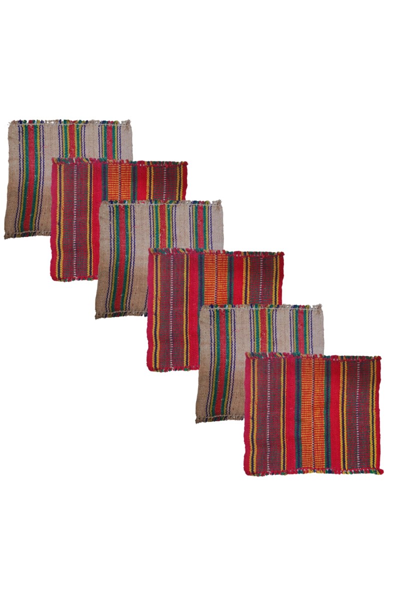 Hitech Sales Handmade Cotton Jute Aasan Mat for Pooja – Traditional Indian Prayer Mats with Multicolor Stripes – Recycled Fabric Woven Floor Mats for Meditation, Temple, or Home Use (6)