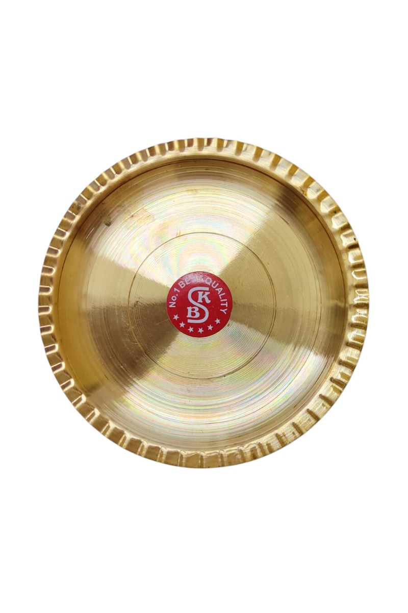 Small Brass Puja Thali/Bhog Thali for Mandir with Beautiful Design for Home & Temple Decoration & Gifting (12 cm)