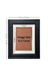 HiTechMart Black Polystyrene Photo Frame 9x11 with Mat for 5x7 - Wedding Picture Frame with Glass Front - Display for Tabletop - Classic Home & Office Décor