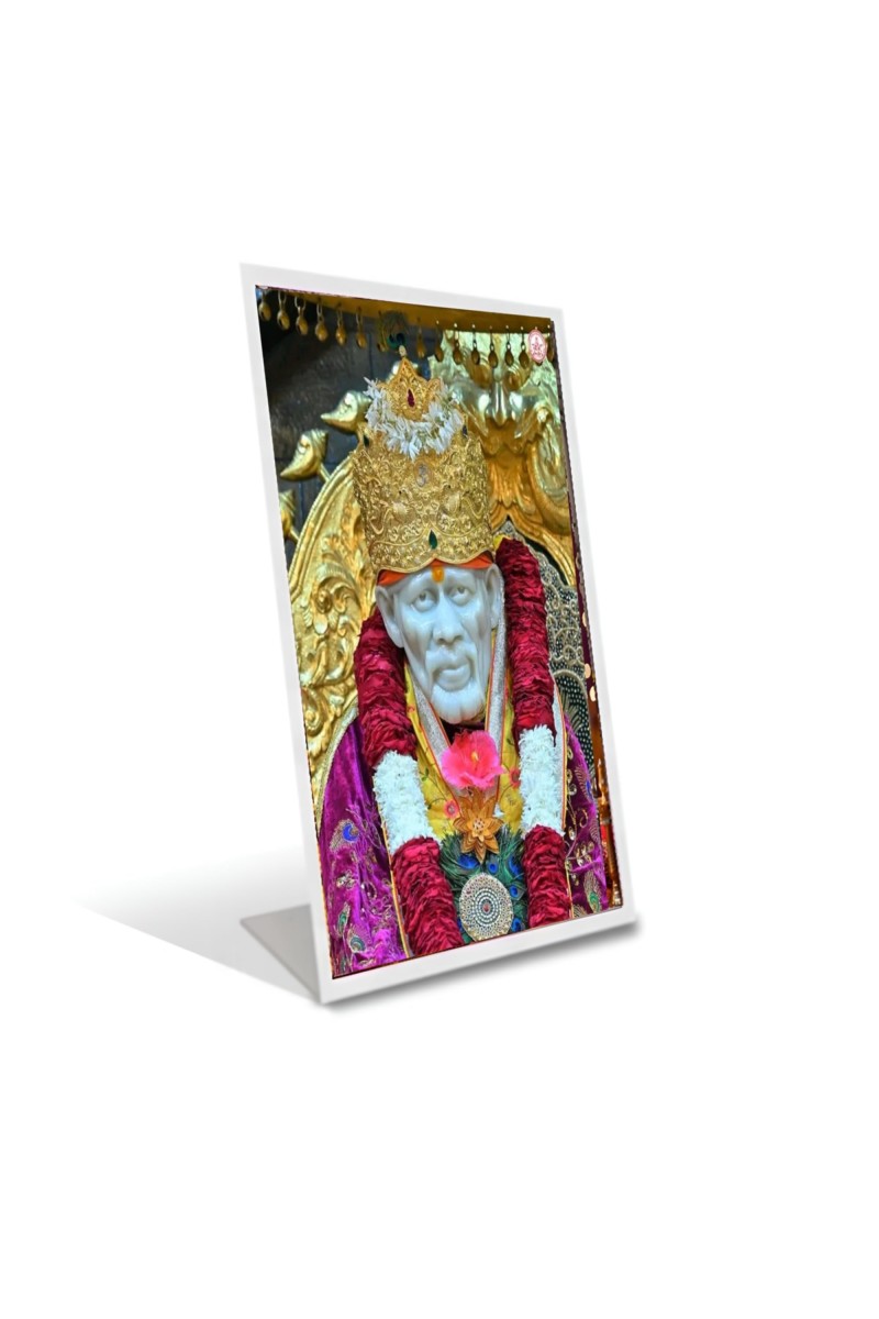 Car Desk/Table Top Shirdi Sai Baba Acrylic L-Style Photo Stand - 2.5x3.5 Inches, Compact And Stylish Spiritual Display (F6690)