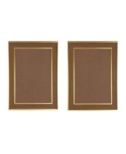 Classic Brown Wooden Photo Frame with Golden Border | Empty Picture Frame for Wall & Table Décor | Suitable for Photo, Certificate & Artwork Display | (Set of 2) (2, 18x14) (16x12)