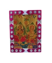 Hitech Sales Mini Decorative MATA Laxmi Prabhu Ganesh Photo Frame with Designing Border Religious Gift for Home, Office D&eacute;cor and Card dasboard Small Temple Idol Frame for Worship (6 x 8 cm &ndash; 1 Pcs)