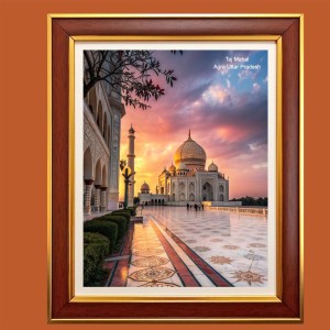 Taj Mahal, Agra, Uttar Pradesh Photo Frame, 18x22 Inches Stylish Framed Islamic wall art for Home & Office Decoration and gift for Muslims
