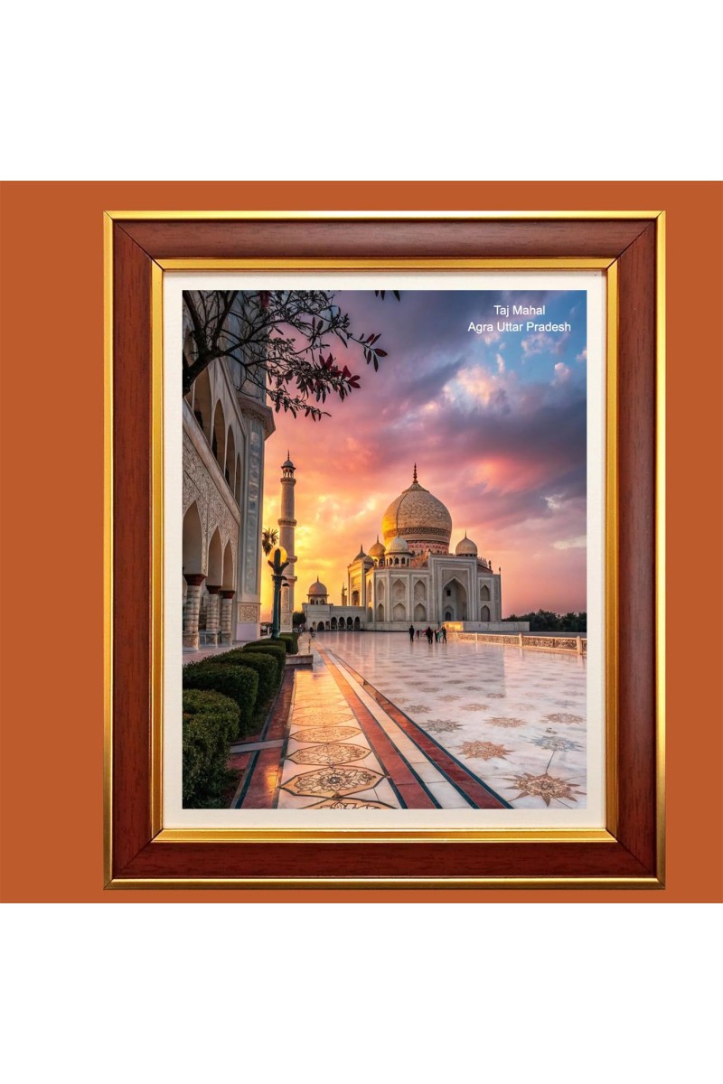 Taj Mahal, Agra, Uttar Pradesh Photo Frame, 10x14 Inches Stylish Framed Islamic wall art for Home & Office Decoration and gift for Muslims