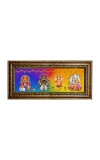 Hitech Sales Mata Dhana Laxmi, Devi Saraswati, Ganesh Ji, Pravu Jagannath, Mata Durga, Laxmi Narayan God Photos in One Photo Frame (16.6 x 6.6 inches, Golden, Pvc Frame)