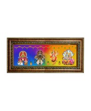 Hitech Sales Mata Dhana Laxmi, Devi Saraswati, Ganesh Ji, Pravu Jagannath, Mata Durga, Laxmi Narayan God Photos in One Photo Frame (16.6 x 6.6 inches, Golden, Pvc Frame)