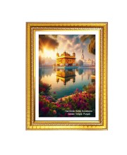 Gurudwara Harminder Sahib Gurudwara, Golden Temple, Punjab Photo Frame 10x14 Inch | Spiritual Wall decoration for Home & Office | | Gift for Sikh Punjabi
