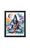Hitech Sales Lord Shiv ji, Bholenath Polystyrene Photo Frame for Pooja Room, Temple Decor, Home Decoration and Gifting (Wall and Tabletop, Rectangular, Printed Photo, 7.12 x 9.12 inches Frame, Black)