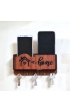 Hitech Sales Beautiful Designer Home Side Key Stand Wooden Wall Shelf Keyholder with Mobile Holder for Wall Stylish for Living Room Kitchen,Door Entrance,Size-Standard,Color-Brown (with 5 Keys Hooks)