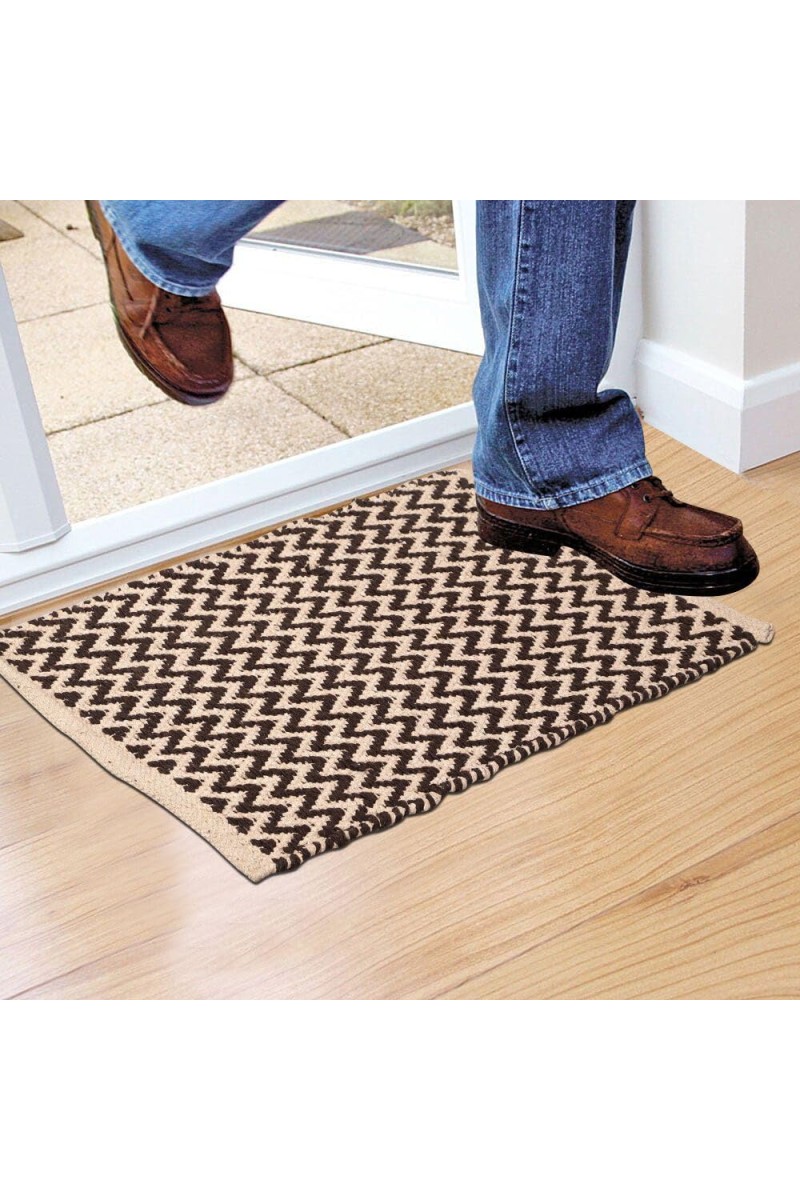 Home Beautiful Anti-Skid Beige Polyester Cotton Door Mat