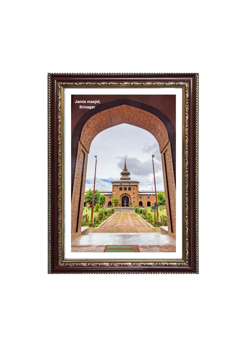Jamia masjid, Srinagar Photo Frame, 14x18 Inches Stylish Framed Islamic wall art for Home & Office Decoration and gift for Muslims
