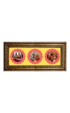 Lord Laxmi Narayan, Shiv Parvati, Bhramma Saraswati Photo Frame - 8x14 Inch Brown Wooden Frame | Hindu Gods Wall Decor For Home & Office
