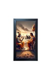 Hitech Sales Krishna Arjuna Kurukshetra Scene Wall Art Photo Frame for Home & Temple Décor (39.5 x 24.3 cm)