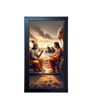 Hitech Sales Krishna Arjuna Kurukshetra Scene Wall Art Photo Frame for Home & Temple Décor (39.5 x 24.3 cm)