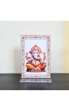 HiTechMart Ganesh Ji Photo Frame with Acrylic Stand – Hindu God Ganesha Idol Picture for Home, Office & Mandir – Decorative Ganpati Bappa Frame for Pooja & Gifting