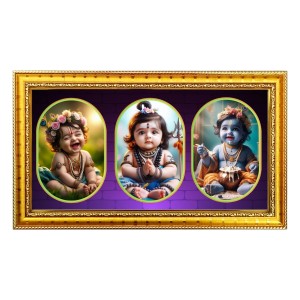 Baby Krishna Photo Frame - 8x14 Inch Brown Wooden Frame | Hindu Gods Wall Decor For Home & Office Baby Krishna Photo Frame - 8x14 Inch Brown Wooden Frame | Hindu Gods Wall Decor For Home & Office