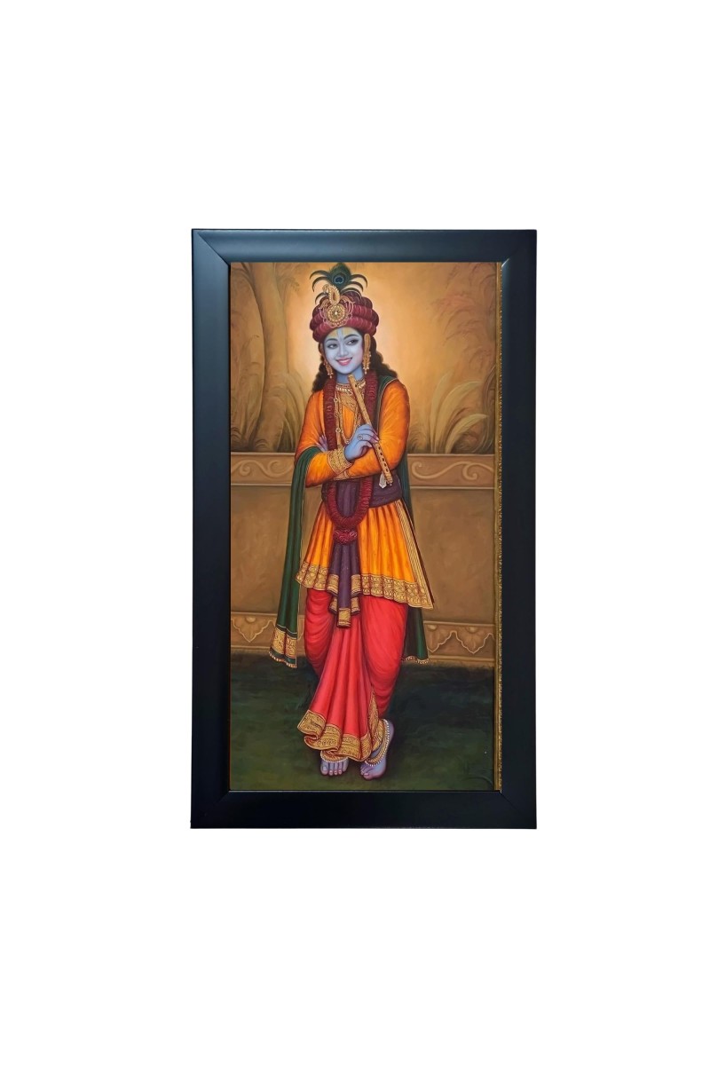 Hitech Sales Lord Krishna with His Flute Photo Frame for Home & Office Decoration, Gifting (39.5 x 24.3 cm)