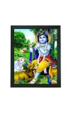Hitech Sales Lord Krishna Polystyrene Photo Frame for Pooja Room, Temple Decor, Home Decoration and Gifting (Wall and Tabletop, Rectangular, Printed Photo, 7.12 x 9.12 inches Frame, Black)
