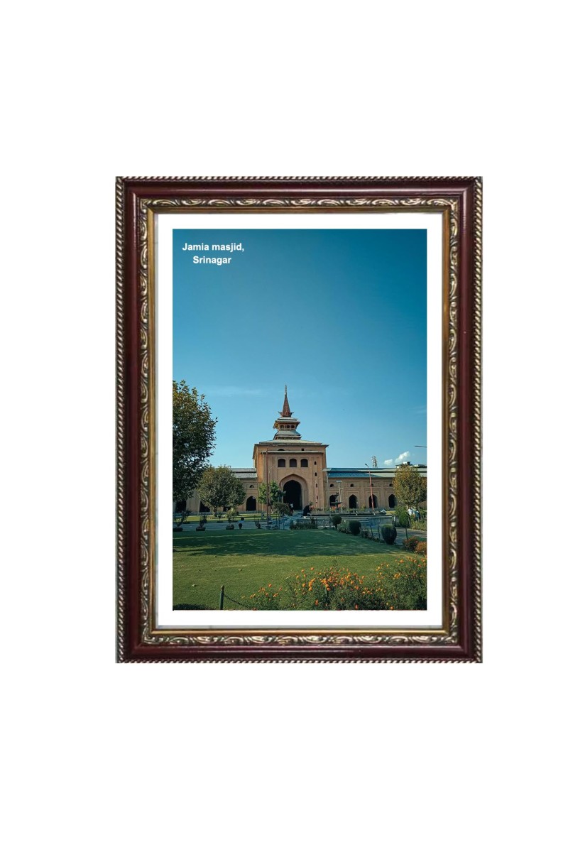 Jamia masjid, Srinagar Photo Frame, 10x14 Inches Stylish Framed Islamic wall art for Home & Office Decoration and gift for Muslims