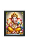 Hitech Sales Lord Ganesh Polystyrene Photo Frame for Pooja Room, Temple Decor, Home Decoration and Gifting (Wall and Tabletop, Rectangular, Printed Photo, 7.12 x 9.12 inches Frame, Black)