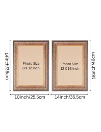 Elegant Vintage Style Wooden Photo st of 2 Frame for Wall & Table Décor – Antique Brown & Gold Finish | Suitable for Painting, Certificate, Photo, or Art Display (2, 18x14, 20x16)