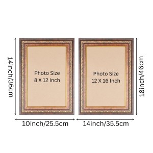 Elegant Vintage Style Wooden Photo st of 2 Frame for Wall & Table Décor – Antique Brown & Gold Finish | Suitable for Painting, Certificate, Photo, or Art Display (2, 18x14, 20x16) Elegant Vintage Style Wooden Photo st of 2 Frame for Wall & Table Décor – Antique Brown & Gold Finish | Suitable for Painting, Certificate, Photo, or Art Display (2, 18x14, 20x16)