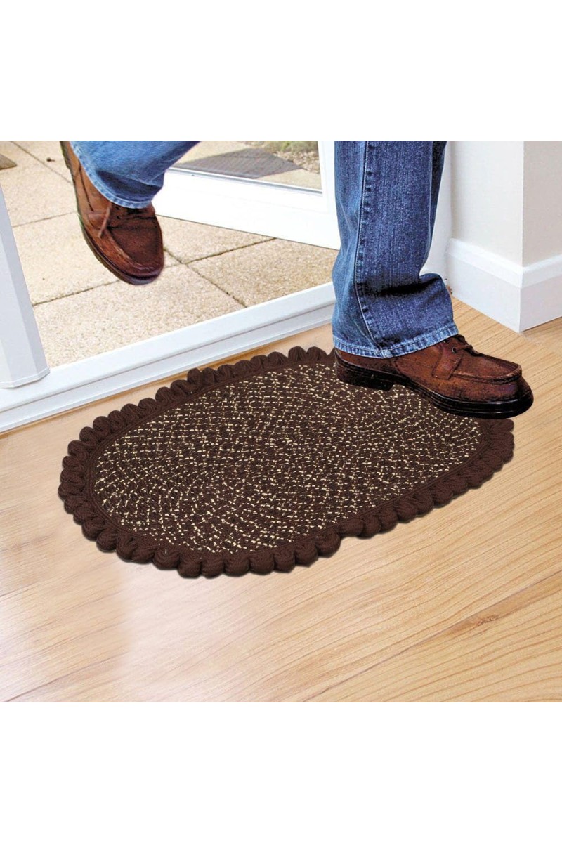 Home Beautiful Brown Polyester Cotton Door Mat