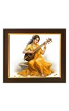 Hitech Sales Saraswati Mata ai Photo with Beautiful 12X10 in synthetic Wood Frame for Saraswati Pooja With Glass Tabletop Wallmount display for Home office decor Gift for all occations