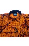 Men's Batik Print Cotton Shirt | Handmade Traditional Tie-Dye Casual Wear | Mandarin Collar Half Sleeve Ethnic Shirt for Summer, Festive & Daily Use Deep Orange