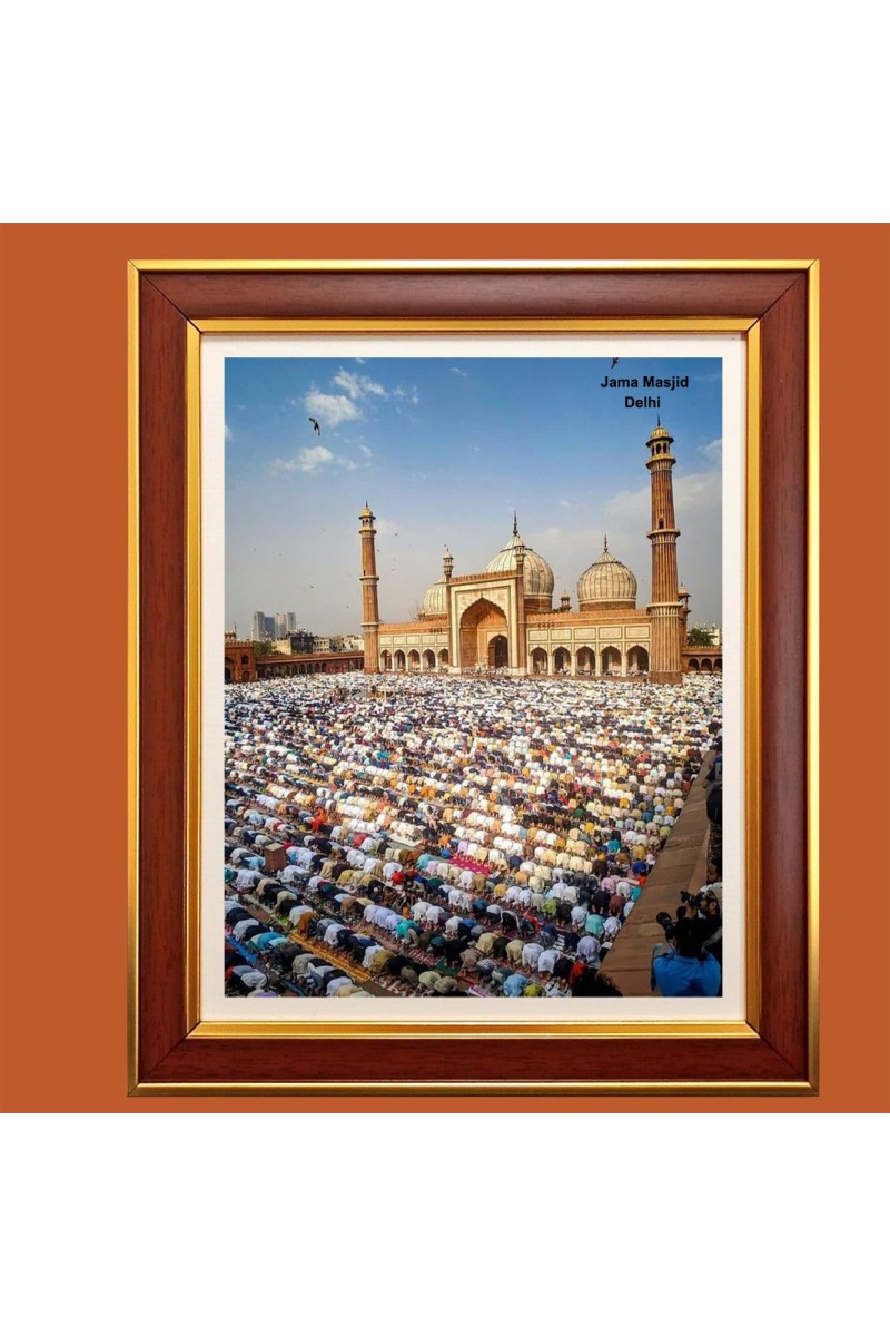 Jama Masjid, Delhi Photo Frame, 10x14 Inches Stylish Framed Islamic wall art for Home & Office Decoration and gift for Muslims