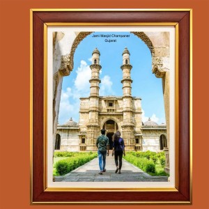 Jami Masjid, Champaner, Gujarat Photo Frame, 16x20 Inches Stylish Framed Islamic wall art for Home & Office Decoration and gift for Muslims