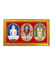 Tirthankara Photo Frame - 8x14 Inch Brown Wooden Frame | Hindu Gods Wall Decor For Home & Office
